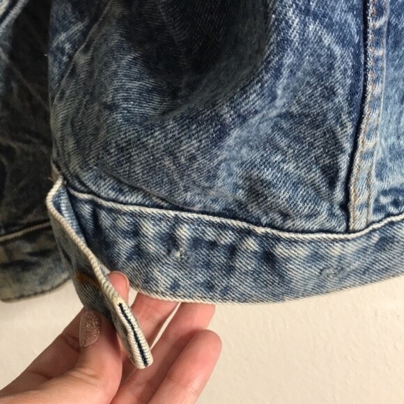 Vintage Tiger Fox Acid Wash Denim Jean Jacket size large oversized - Picture 12 of 15